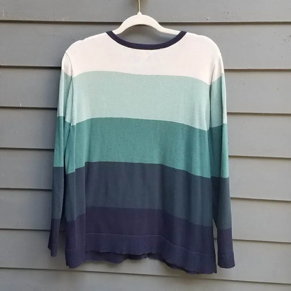 C J Banks Shades of Green Cotton Cardigan size 1X